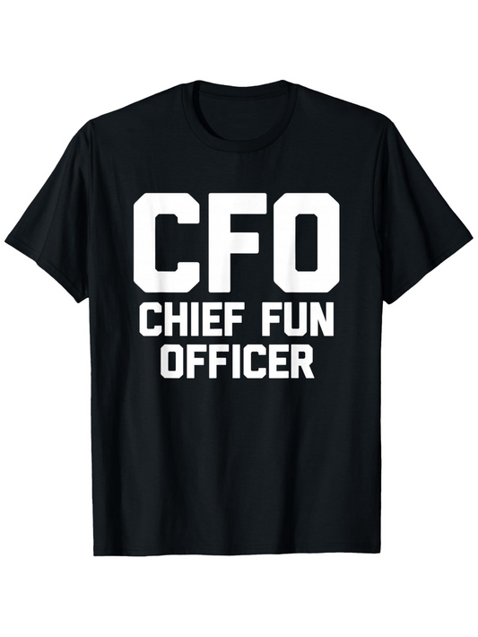 Men's Graphic T-Shirt CFO Chief Fun Officer Bold White Text On Black T Shirt