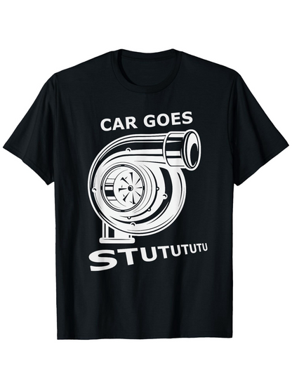 Men's Graphic T-Shirt Car Goes Stutututu Shiny Metallic Design Featuring Turbocharger