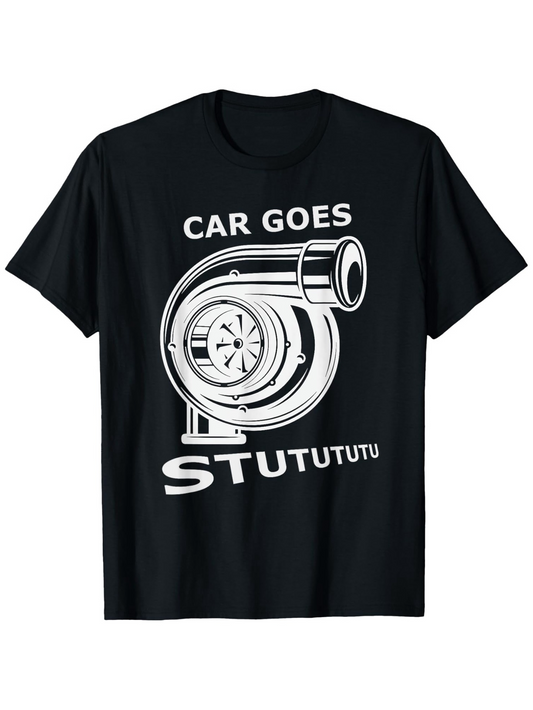 Men's Graphic T-Shirt Car Goes Stutututu Shiny Metallic Design Featuring Turbocharger