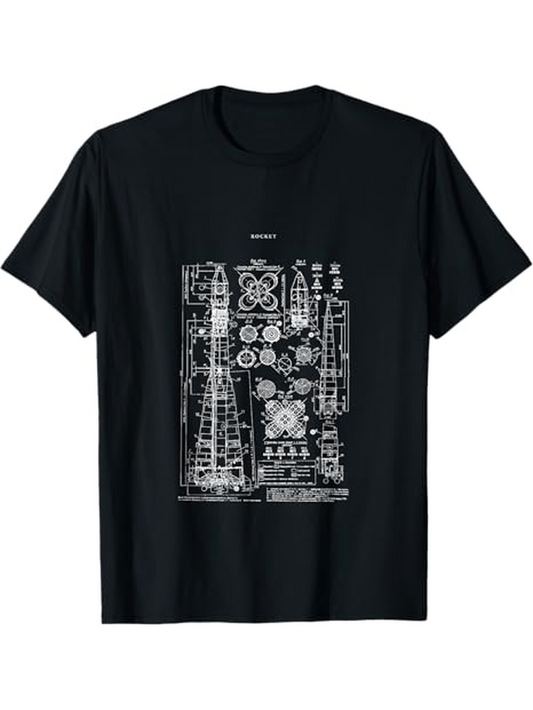 Men's Graphic T-Shirt Technical Blueprint Print With Intricate Circuit Details And Schematic Elements Machine