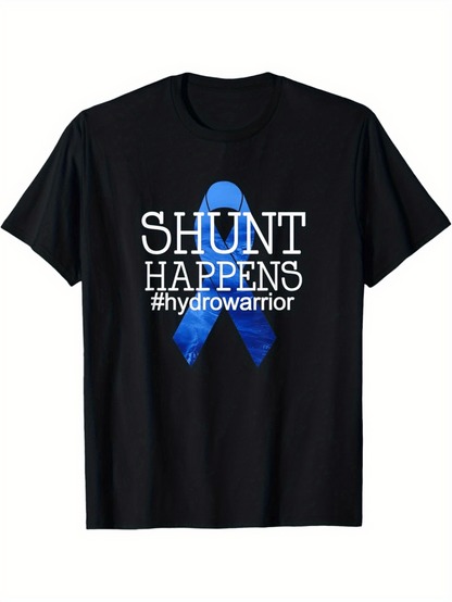 Men's Graphic T-Shirt Shunt Happens Hashtag Hydrowarrior Blue Awareness Ribbon T Shirt