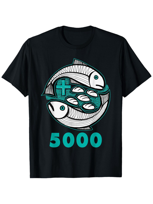 Men's Graphic T-Shirt 5000 Stylized Fish With Circular Pattern And Abstract Water Elements