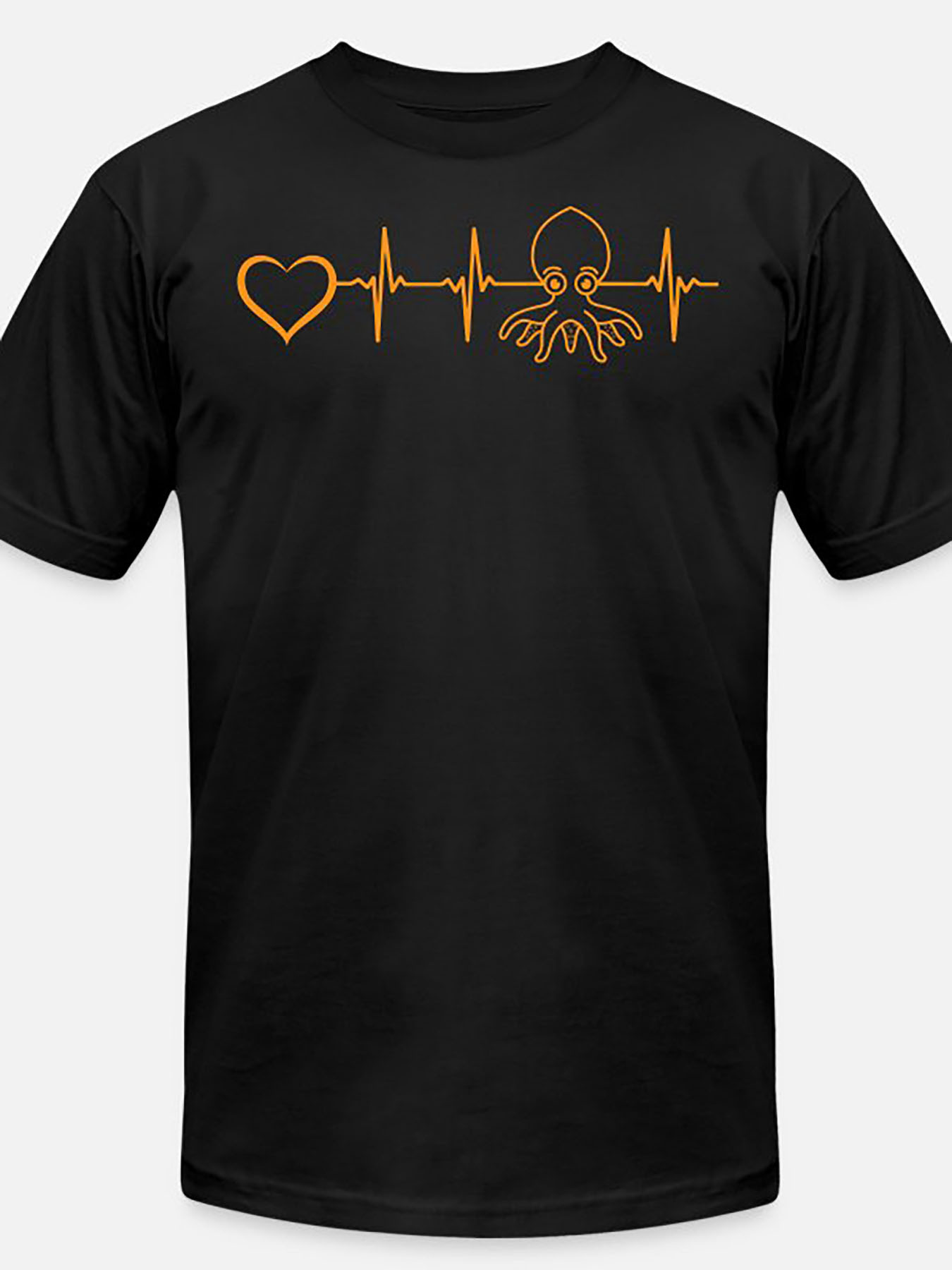 Men's Graphic T-Shirt Heartbeat Love Lines And Playful Octopus