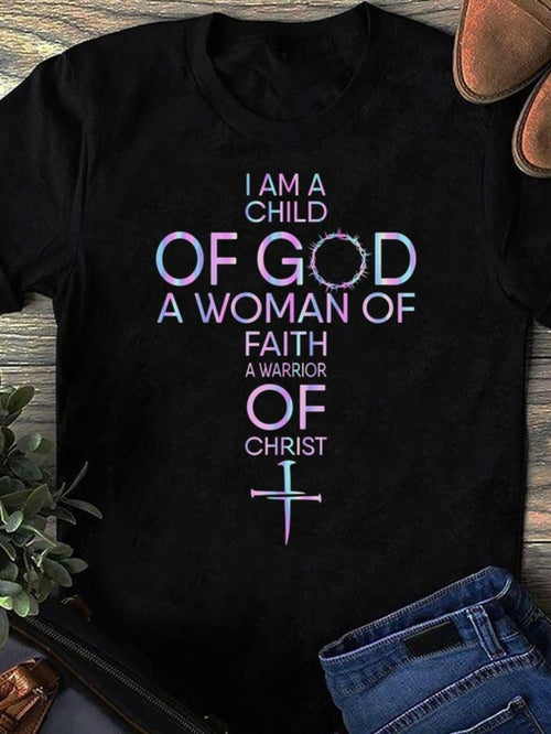 Men's Graphic T-Shirt I Am A Child Of God With Faith Cross And Spiritual Strength