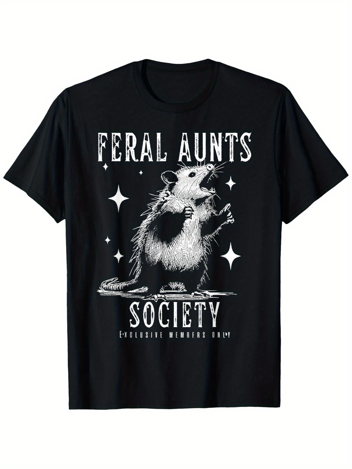 Men's Graphic T-Shirt Feral Aunts Society Standing Opossum Among Scattered Stars