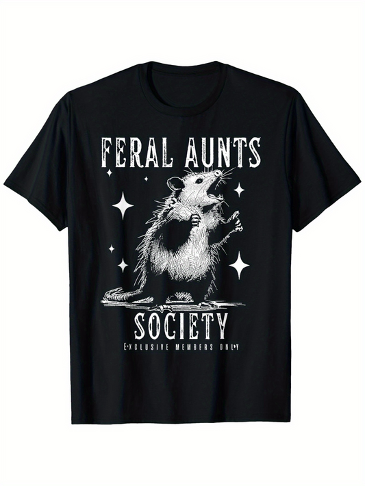 Men's Graphic T-Shirt Feral Aunts Society Standing Opossum Among Scattered Stars