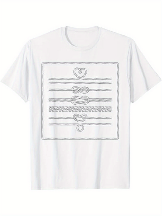 Men's Graphic T-Shirt Outlined Hearts And Linear Pattern Surrounded By Fine Parallel Lines T shirt