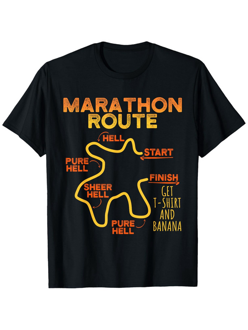 Men's Graphic T-Shirt Marathon Route With Curved Lines Highlighting Sheer Hell Finish Point