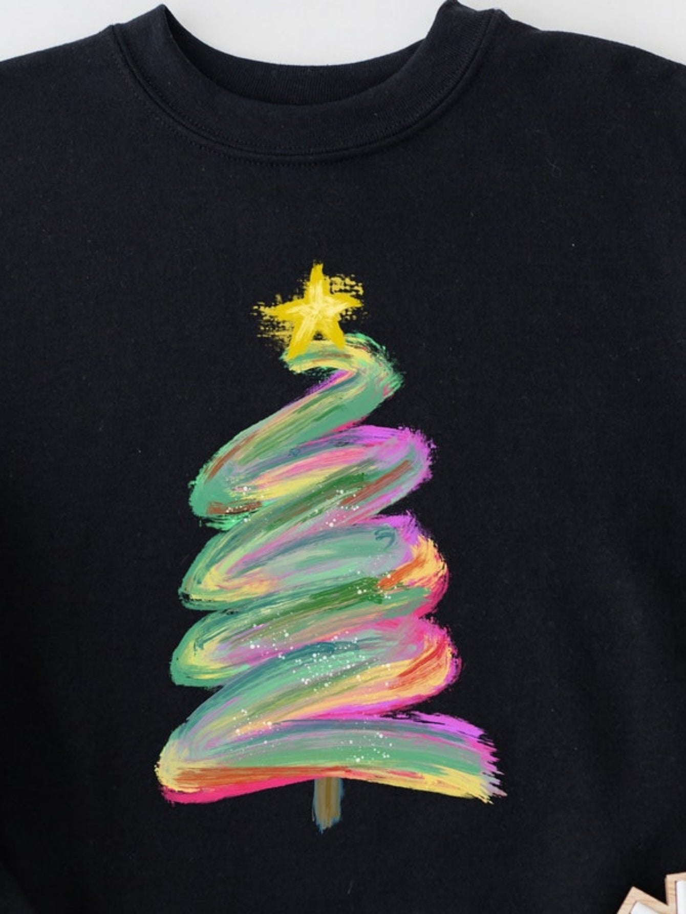 Men's Graphic T-Shirt Colorful Brushstroke Swirls With Star Shining On Christmas Tree