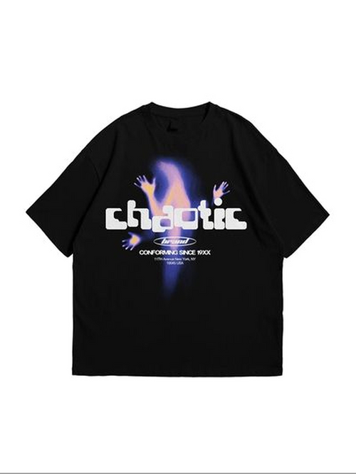Men's Graphic T-Shirt Chaotic Neon Hands With Blurred Blue Light Shadow T Shirt