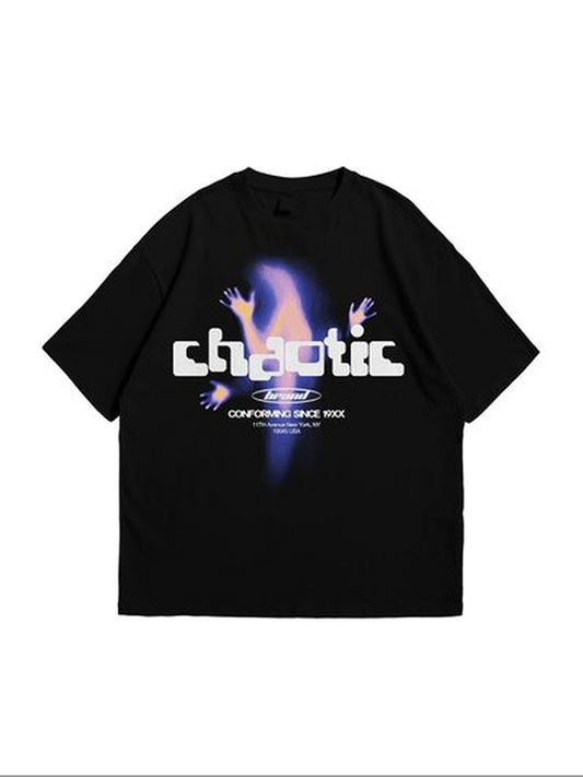Men's Graphic T-Shirt Chaotic Neon Hands With Blurred Blue Light Shadow T Shirt