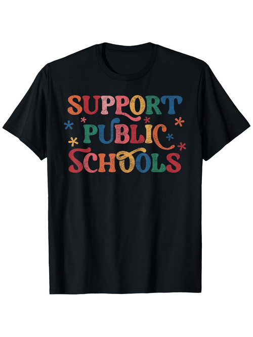 Men's Graphic T-Shirt Colorful Retro Letter Blocks With Positive Educational Message Schools