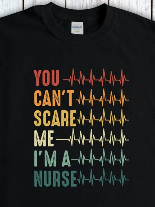 Men's Graphic T-Shirt You Cant Scare Me Im A Nurse Colorful Gradient Heartbeat Lines Nurse