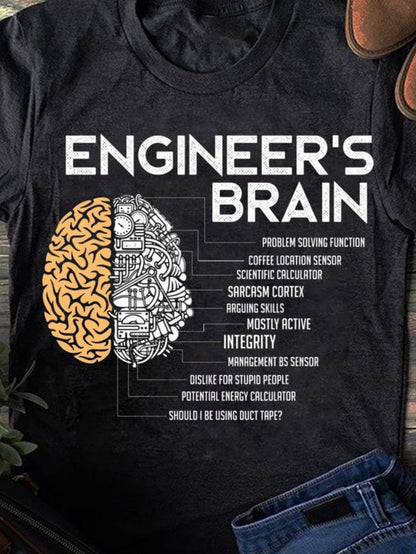 Women's Graphic T-Shirt Engineers Brain With Artistic Half Detailed Schematic Diagram Brain