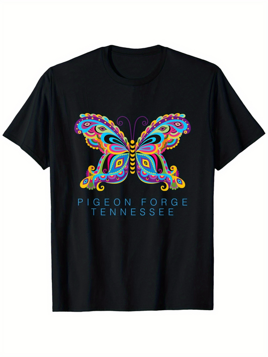 Men's Graphic T-Shirt Pigeon Forge Tennessee Colorful Abstract Patterns Gathering On Butterfly