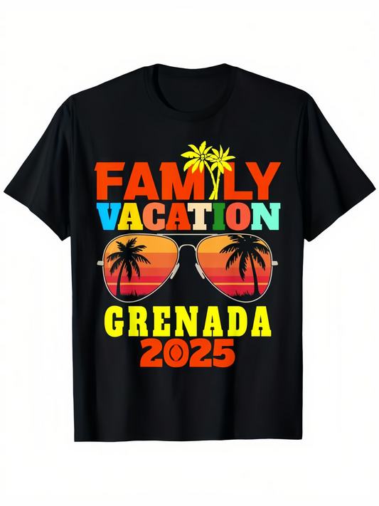 Men's Graphic T-Shirt Family Vacation Tropical Sunset Reflection With Palm Trees Sunglasses