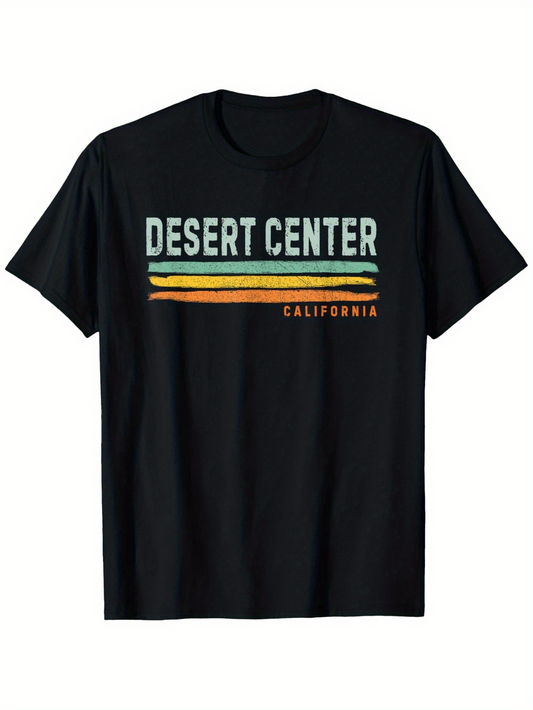 Men's Graphic T-Shirt Desert Center California Vintage Color Lines With Retro Minimalist Stripes T Shirt