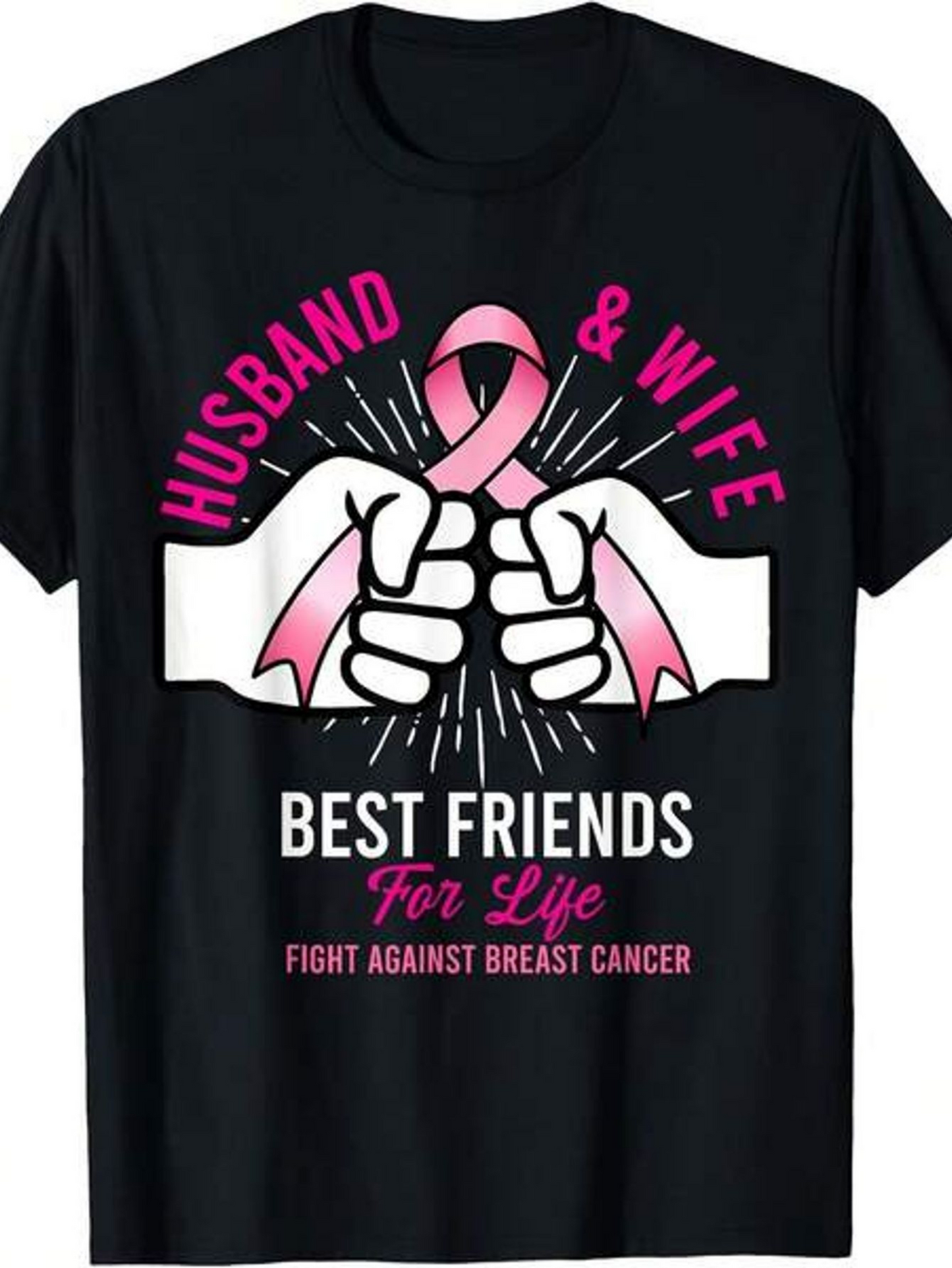 Men's Graphic T-Shirt Husband Wife Best Friends Hand Fists Pink Ribbon United Purpose T Shirt