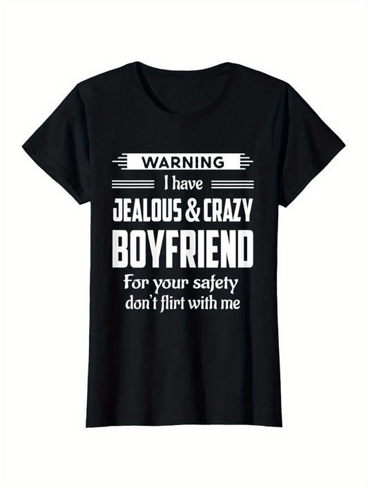 Men's Graphic T-Shirt Warning Statement With Bold Large Bold Letters Boyfriend