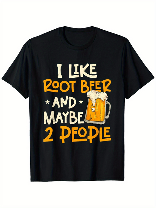 Men's Graphic T-Shirt I Like Root Beer And Maybe Two People With Beer Mug And Playful Lettering T Shirt
