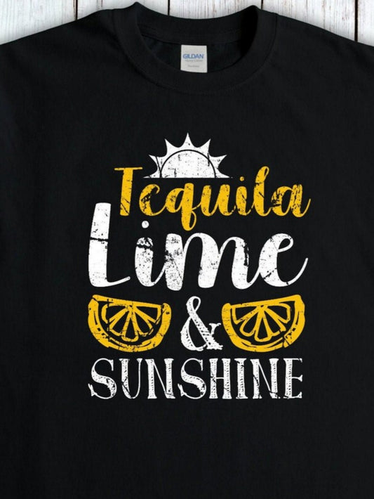 Men's Graphic T-Shirt Tequila Lime Sunshine With Citrus Slices And Bold Summer Typography T Shirt
