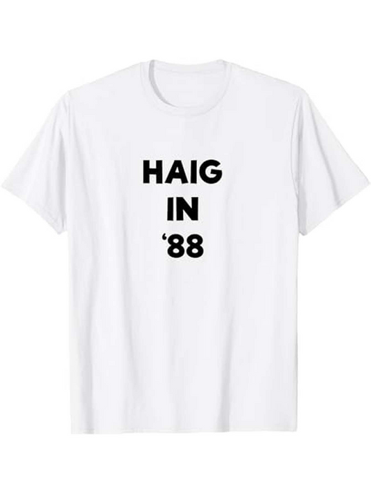 Men's Graphic T-Shirt Haig In Eighty Eight Bold Letters On White T Shirt