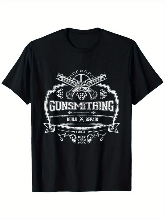 Men's Graphic T-Shirt Gunsmithing Build And Repair With Classic Crossed Rifles Panel