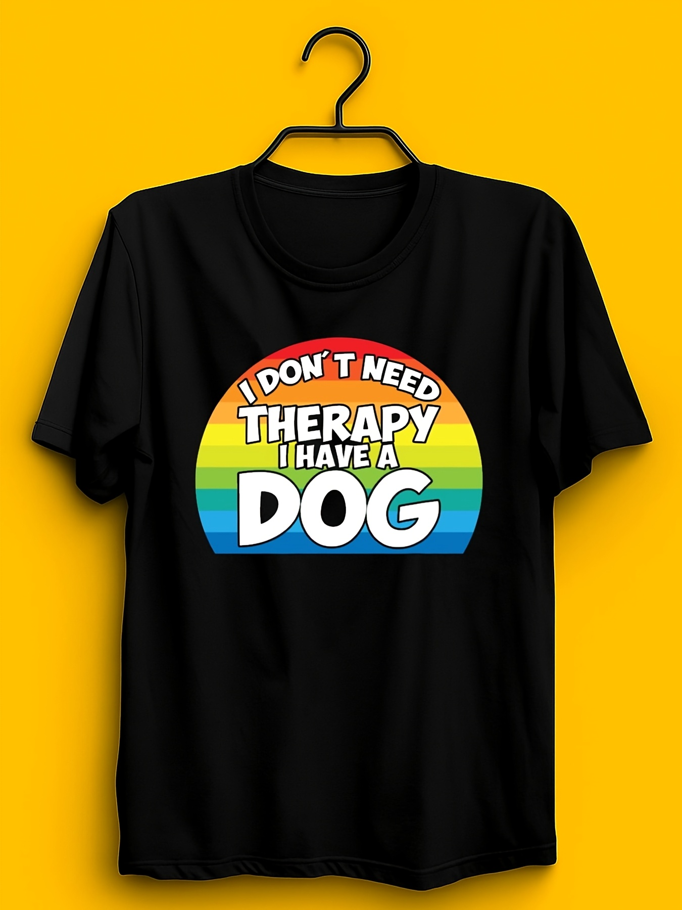 Men's Graphic T-Shirt I Dont Need Therapy I Have A Dog Rainbow Stripe Minimalist Statement Dog