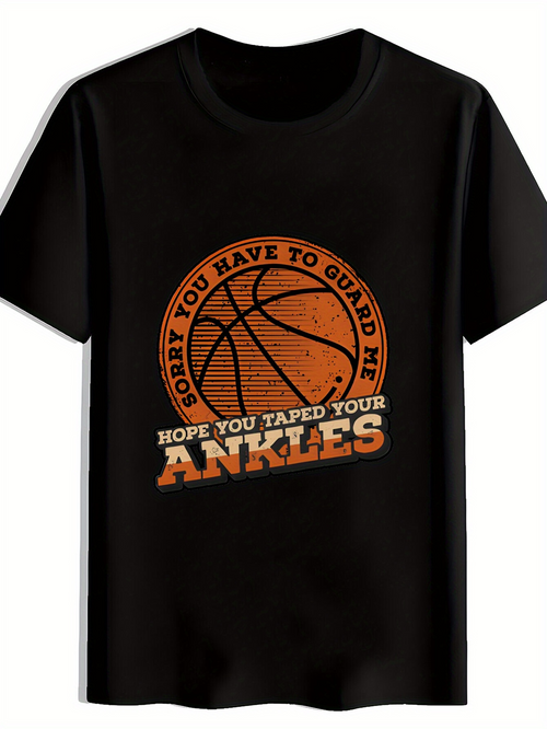 Men's Graphic T-Shirt Hope You Taped Your Ankles Vintage Orange Basketball Graphic Ball