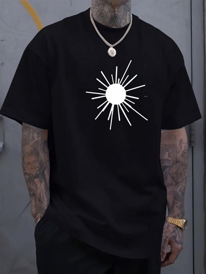 Men's Graphic T-Shirt Radiant Sunburst Lines With Minimalist Central Abstract Sun
