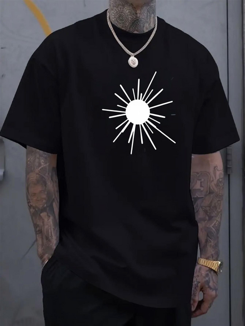 Men's Graphic T-Shirt Radiant Sunburst Lines With Minimalist Central Abstract Sun