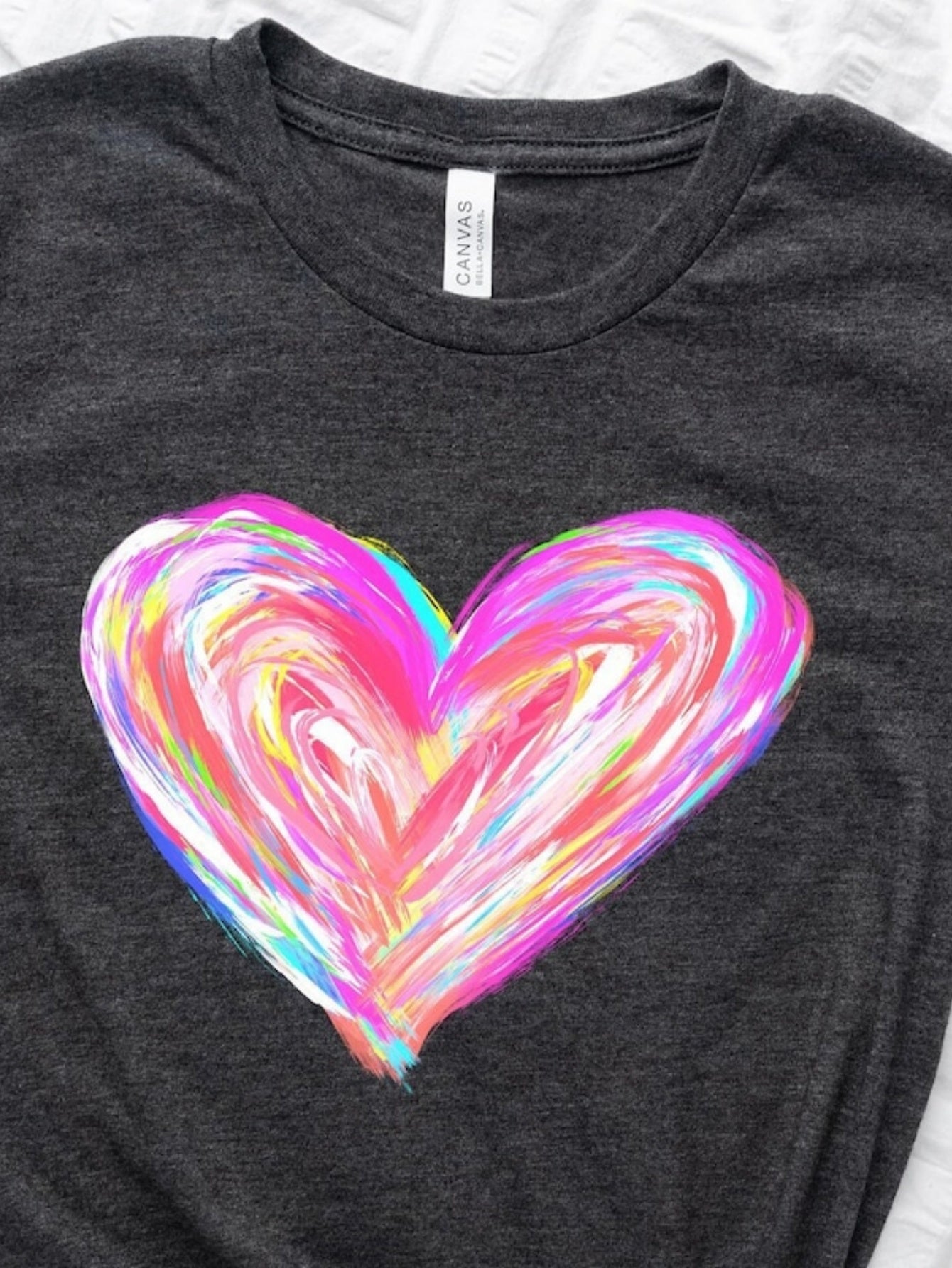 Men's Graphic T-Shirt Colorful Painted Brush Strokes Forming Vibrant Heart Artwork