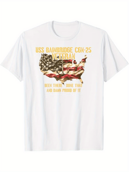 Men's Graphic T-Shirt Proud United States Flag Over Bold Veteran Statement Map