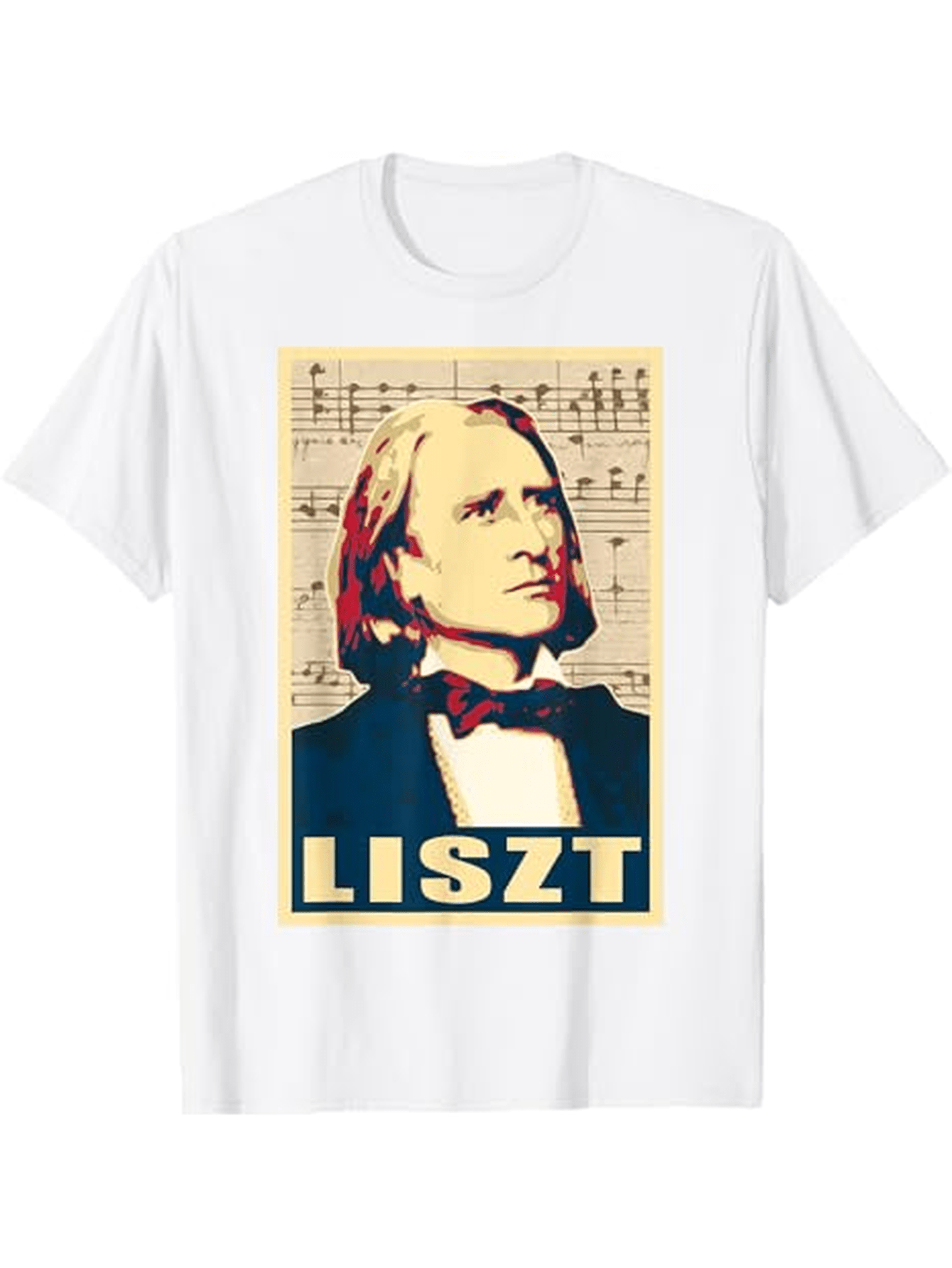 Men's Graphic T-Shirt Vintage Sheet Music With Portrait Of Composer Franz Liszt