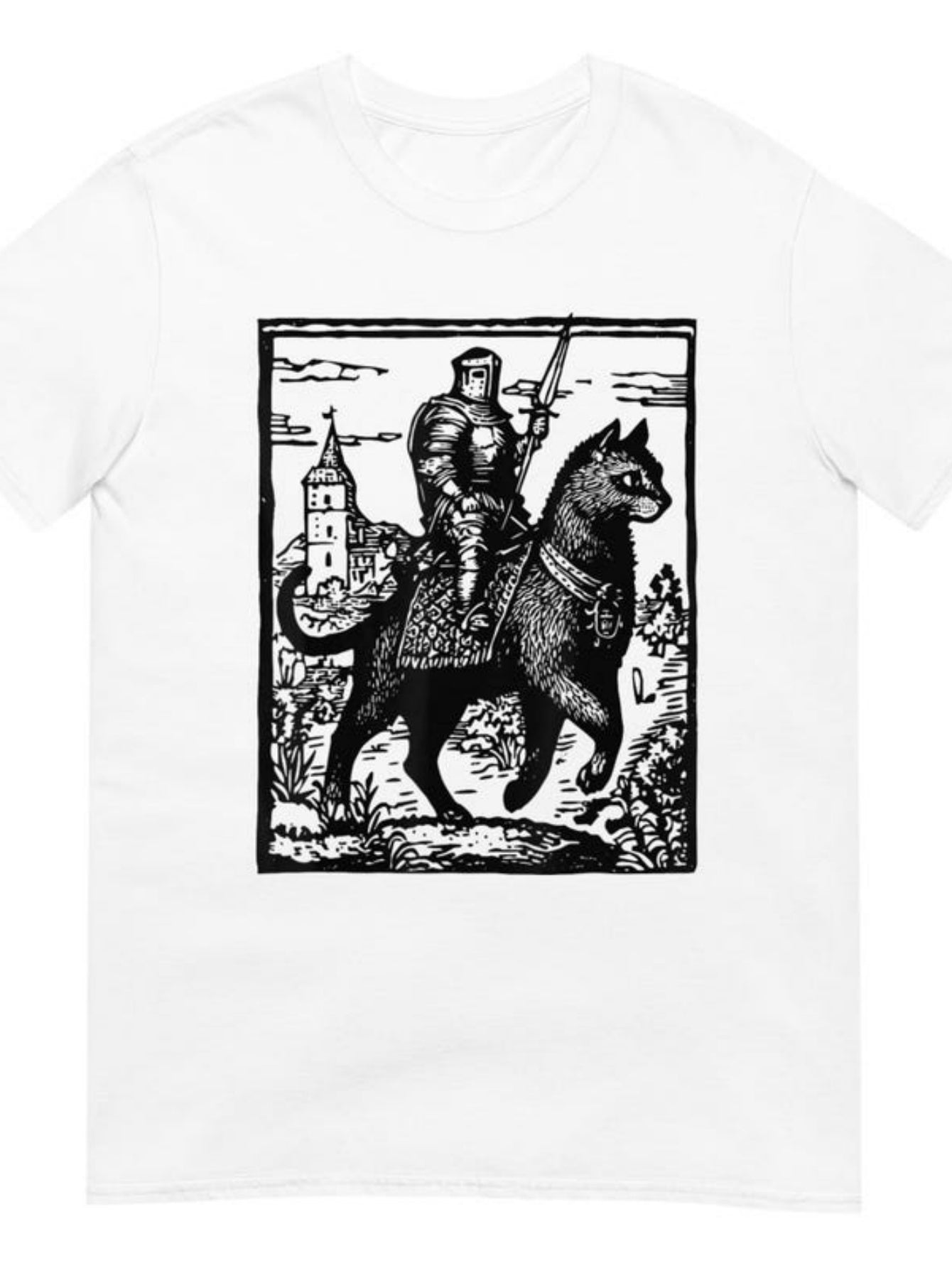 Men's Graphic T-Shirt Armored Knight Holding Sword Riding A Powerful Wolf