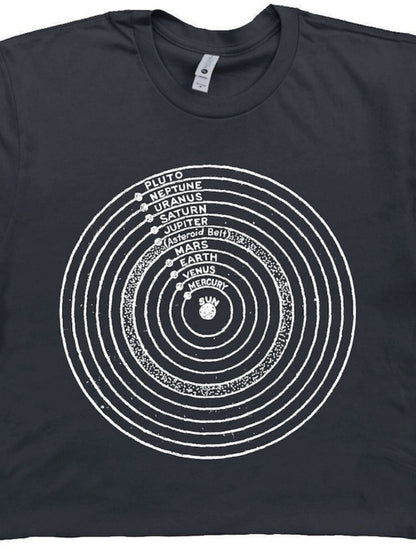 Men's Graphic T-Shirt Celestial Concentric Circles Featuring Science Inspired Planet Names