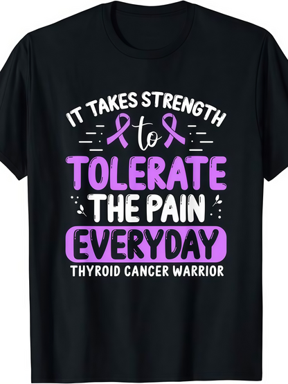 Men's Graphic T-Shirt It Takes Strength To Tolerate The Pain Everyday With Purple Awareness Ribbon Design