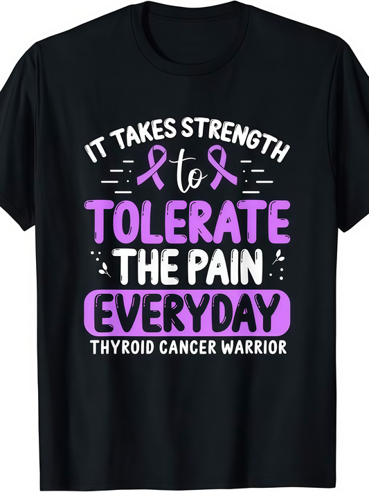 Men's Graphic T-Shirt It Takes Strength To Tolerate The Pain Everyday With Purple Awareness Ribbon Design
