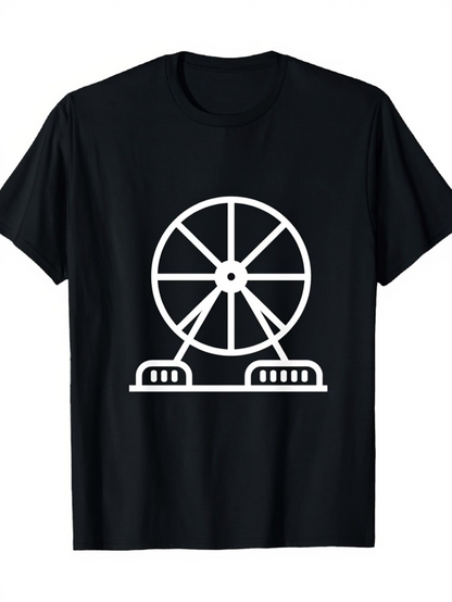 Men's Graphic T-Shirt Abstract Minimalist White Ferris Wheel Graphic On Black