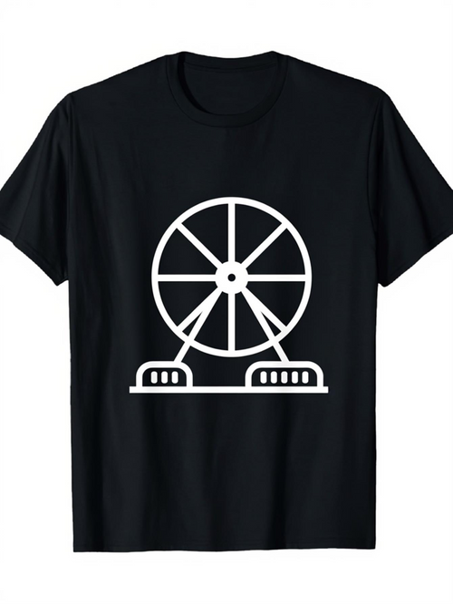 Men's Graphic T-Shirt Abstract Minimalist White Ferris Wheel Graphic On Black