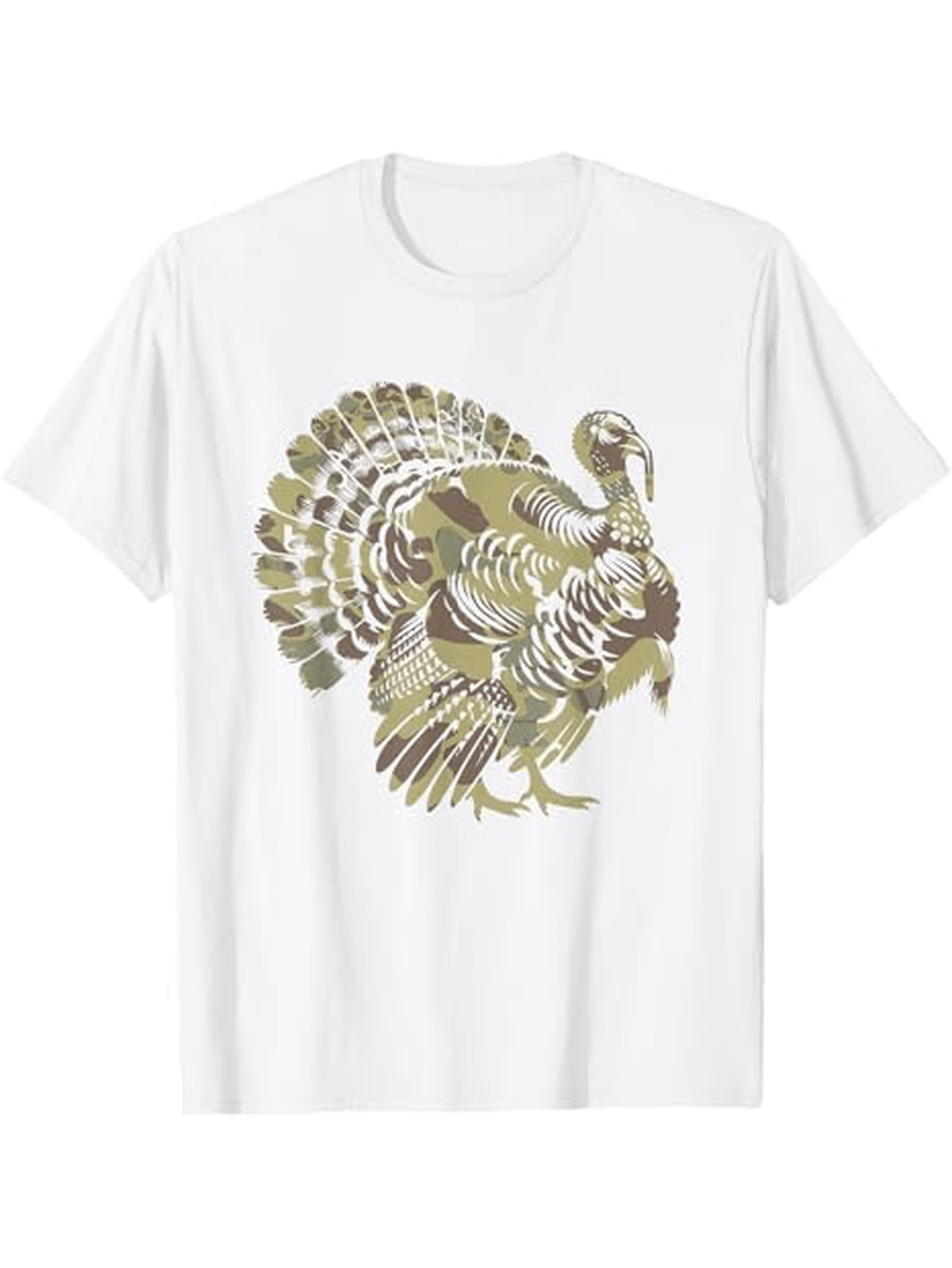 Men's Graphic T-Shirt Rustic Camouflage Feathers Among Autumn Leaves Wild Turkey