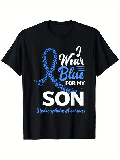 Men's Graphic T-Shirt I Wear Blue For My Son Blue Ribbon Awareness Tee