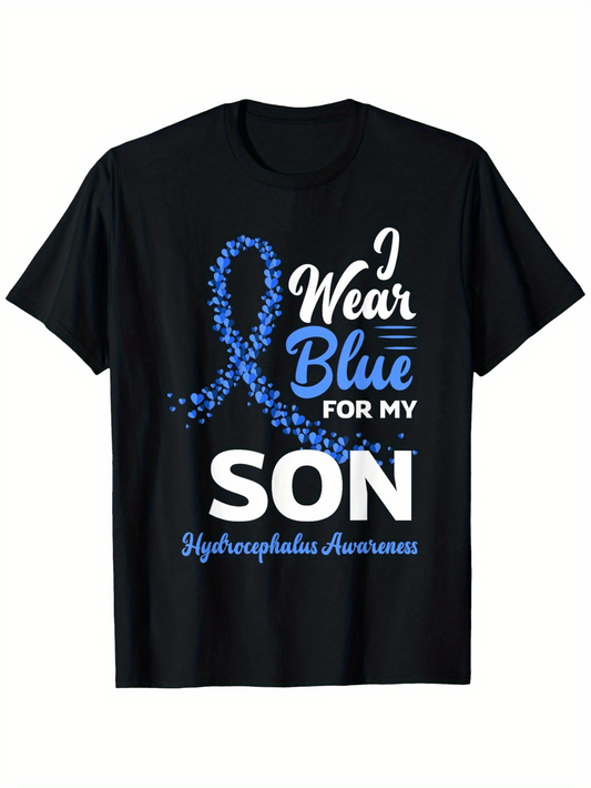 Men's Graphic T-Shirt I Wear Blue For My Son Blue Ribbon Awareness Tee