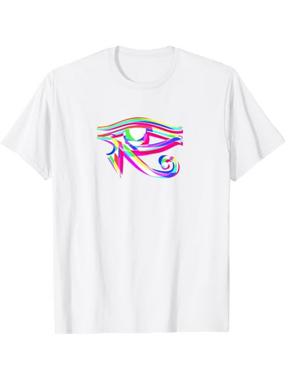 Men's Graphic T-Shirt Colorful Abstract Swirls With Vibrant Lines Eye Of Horus