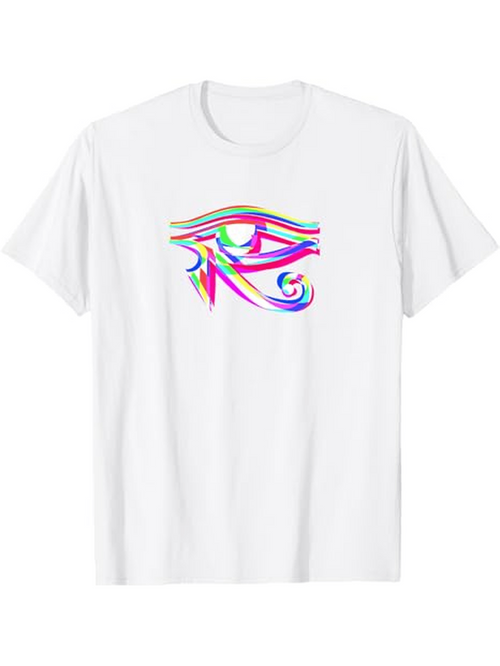 Men's Graphic T-Shirt Colorful Abstract Swirls With Vibrant Lines Eye Of Horus