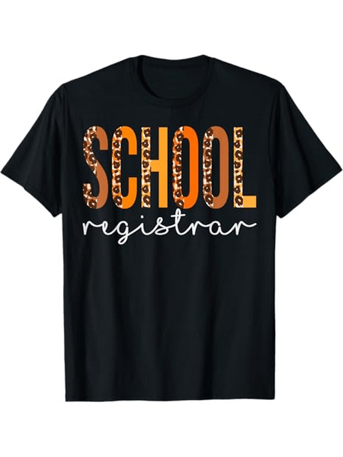 Men's Graphic T-Shirt Leopard Print School Registrar Handwritten Lettering School Registrar