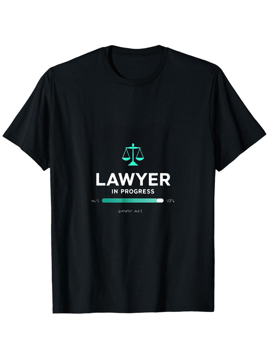 Men's Graphic T-Shirt Lawyer In Progress Justice Scales Loading Bar On Black Shirt