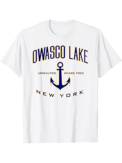 Men's Graphic T-Shirt Owasco Lake Anchor New York Summer Cotton T Shirt