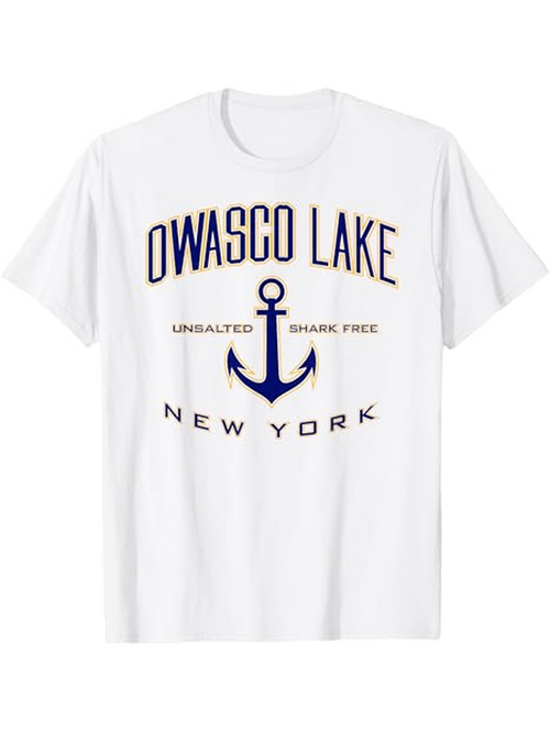 Men's Graphic T-Shirt Owasco Lake Anchor New York Summer Cotton T Shirt