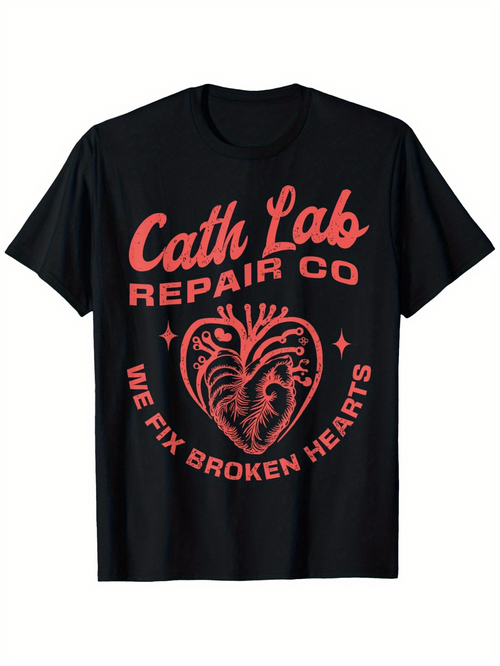 Men's Graphic T-Shirt Cath Lab Repair Co We Fix Broken Hearts Anatomical Heart Illustration